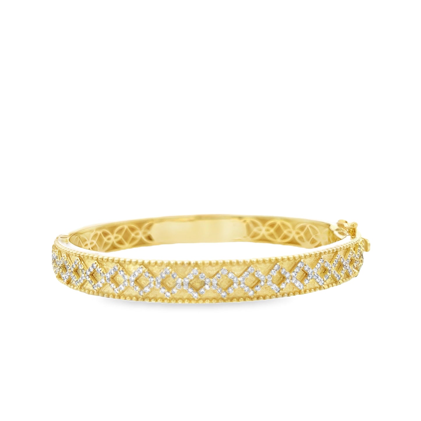 Raymond Mazza 14k Yellow Gold Lattice Diamond Bangle