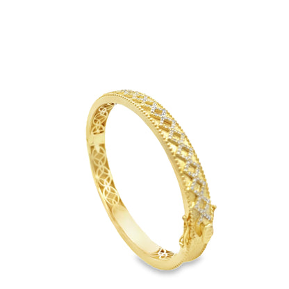 Raymond Mazza 14k Yellow Gold Lattice Diamond Bangle