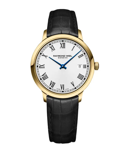 Raymond Weil Toccata Men's Quartz White Dial Leather Strap Watch, 39mm