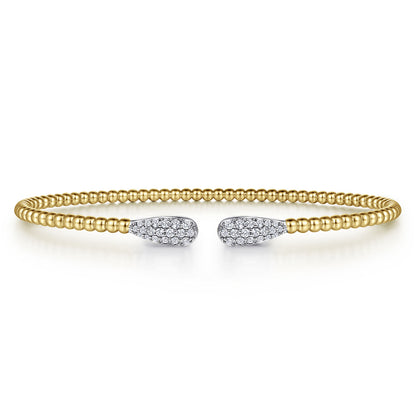 Gabriel & Co.14K Yellow Gold Bujukan Diamond Teardrops Bangle