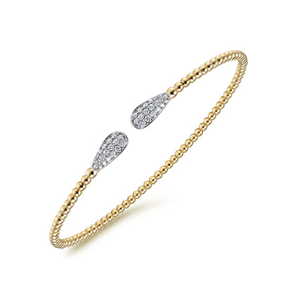 Gabriel & Co.14K Yellow Gold Bujukan Diamond Teardrops Bangle
