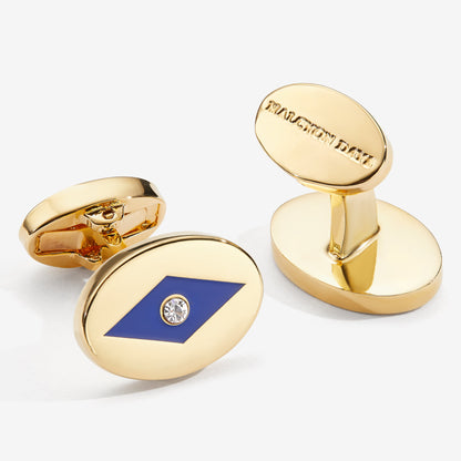 Halcyon Days Sparkle Cobalt & Gold Cufflinks