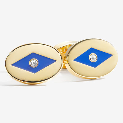 Halcyon Days Sparkle Cobalt & Gold Cufflinks