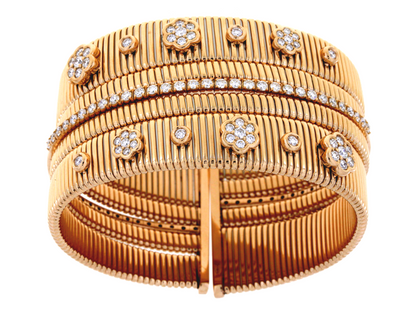 Damaso 18kt Rose Cuff Diamond Bracelet 2.59 cts 33mm