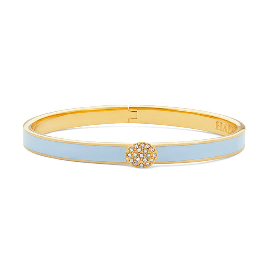 Halcyon Days Skinny Plain Pave Gold Hinged Bangle