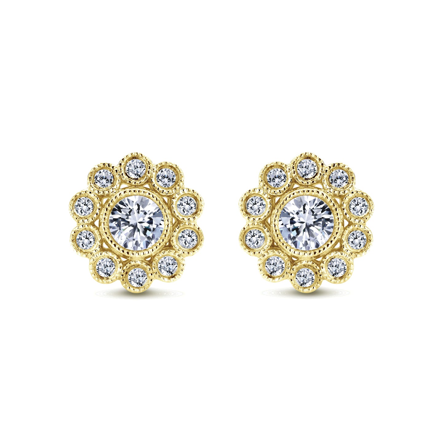 Gabriel & Co. 14K Yellow Gold Diamond Flower Stud Earrings