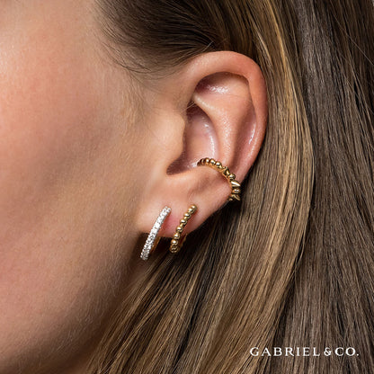 Gabriel & Co. 14K Yellow Gold Diamond Huggie And Bujukan Cuff Earrings .34ct