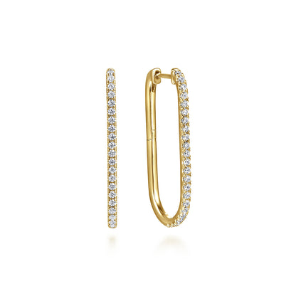 Gabriel & Co. 14K Yellow Gold Diamond Classic Elongated Oval Hoop Earrings .49cttw