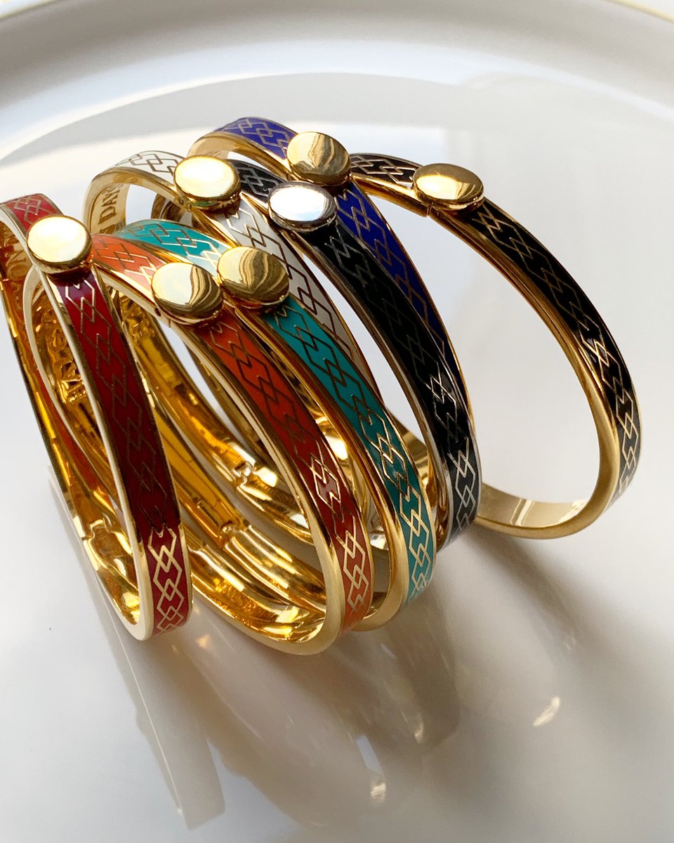 Halcyon Days Skinny Parterre Red & Gold Bangle