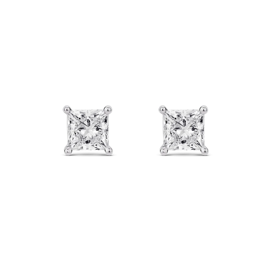 18K White Gold Square Brilliant Cut Diamond Studs 2.01cttw VS1-SI1-G-I