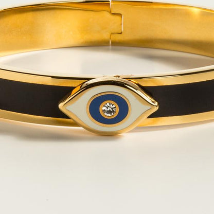 Halcyon Days Evil Eye Sparkle Button Midnight & Gold Bangle