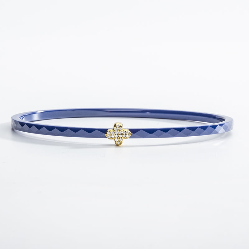 Halcyon Days Agama Pavé Single Bangle Blue & Gold