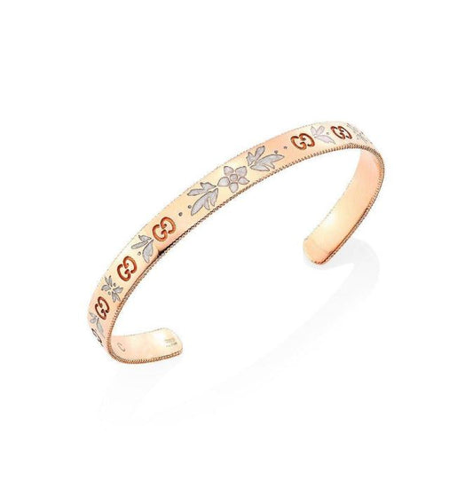 Gucci Icon Blossom Gold Enamel Cuff Bracelet
