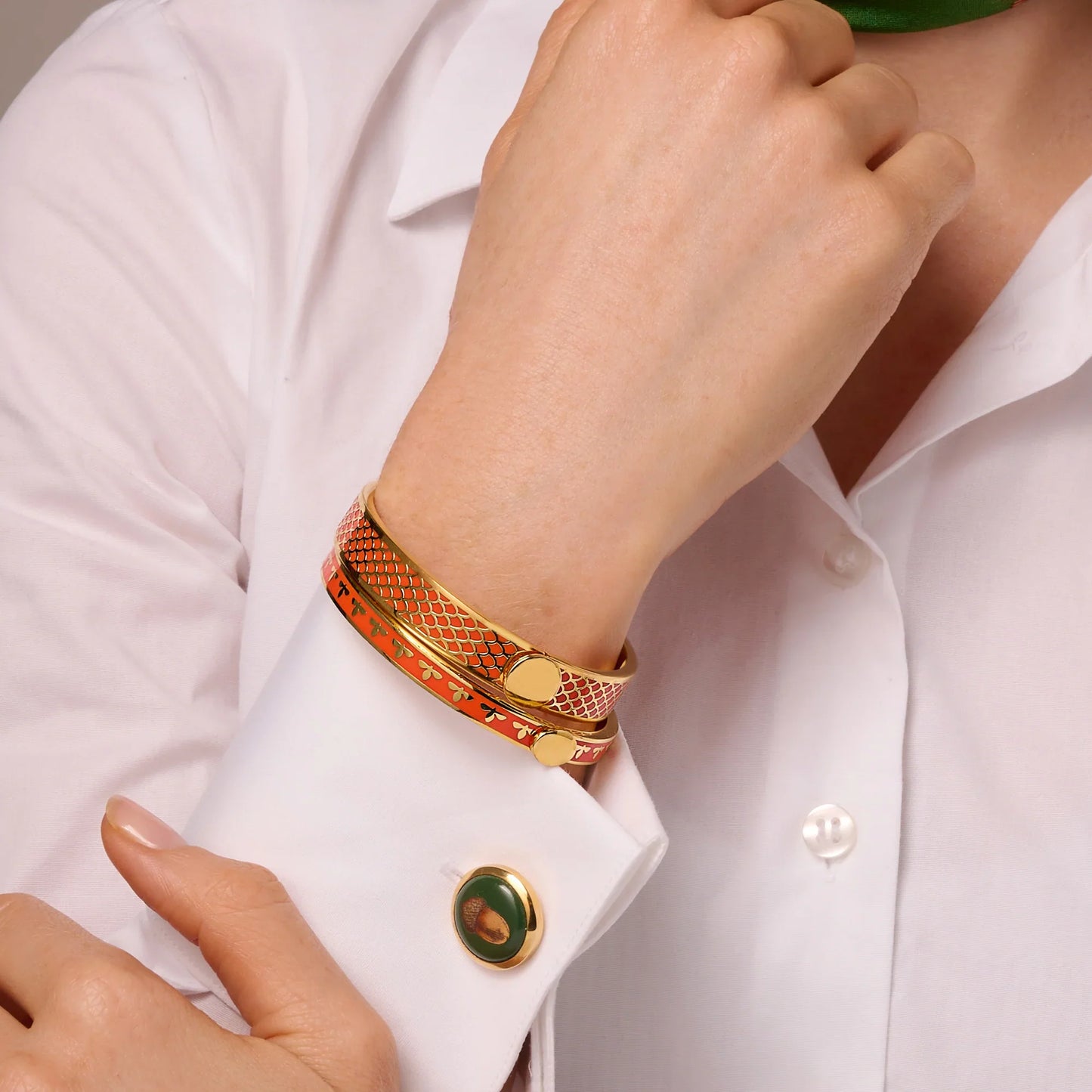 Halcyon Days Salamander Orange & Gold Bangle