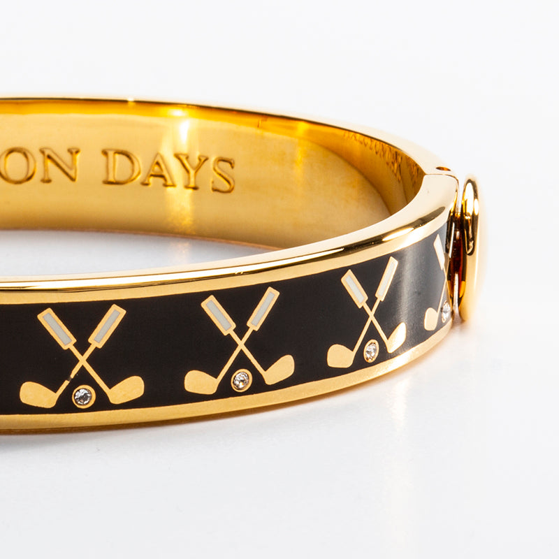 Halcyon Days Golf Club Black & Gold Bangle