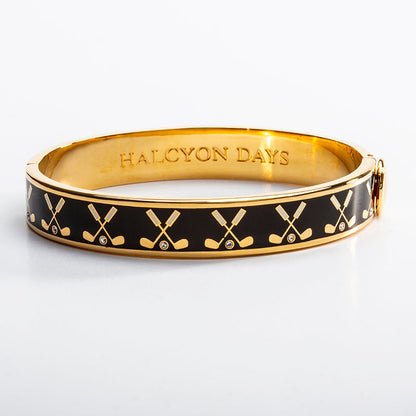 Halcyon Days Golf Club Black & Gold Bangle