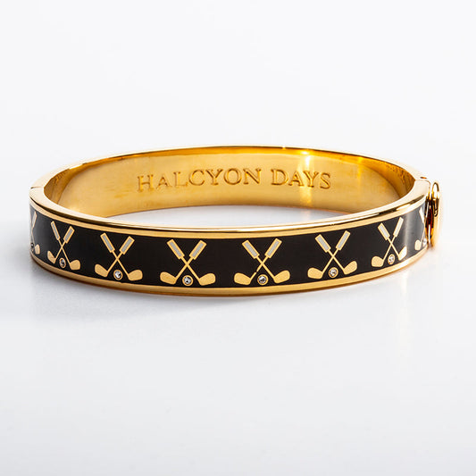 Halcyon Days Golf Club Black & Gold Bangle