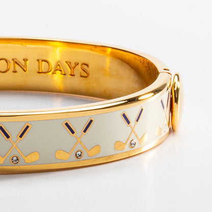 Halcyon Days Golf Club Cream & Gold Bangle