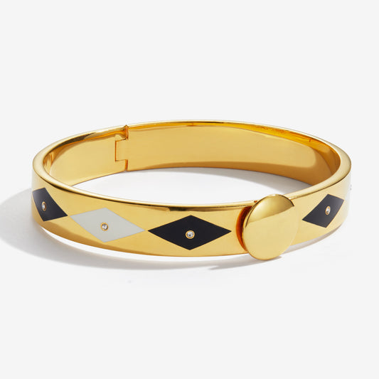 Halcyon Days Parterre Sparkle Black Cream & Gold Bangle