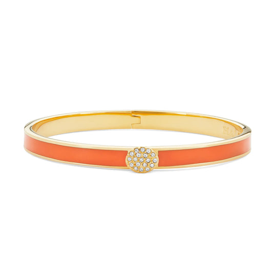 Halcyon Days Skinny Plain Pave Orange/Gold Hinged Bracelet