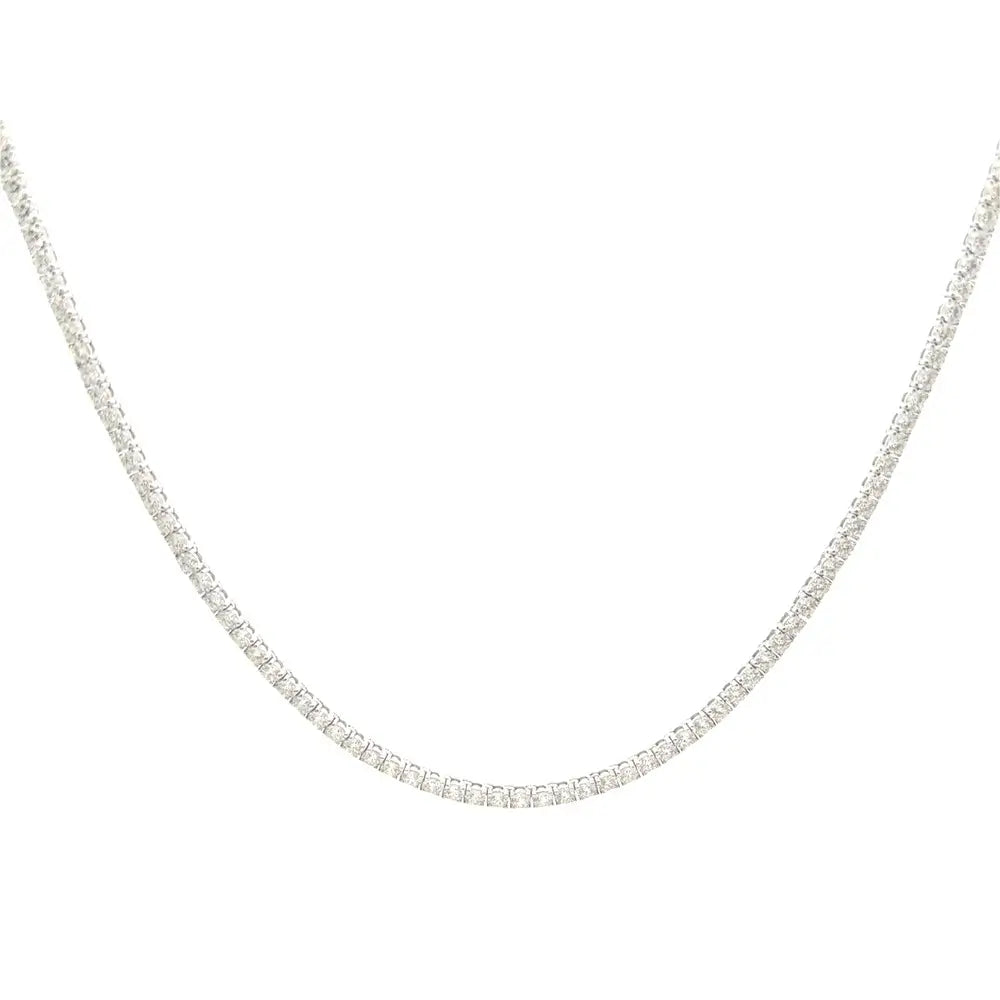 14K White Gold Diamond Tennis Necklace 12.86ct