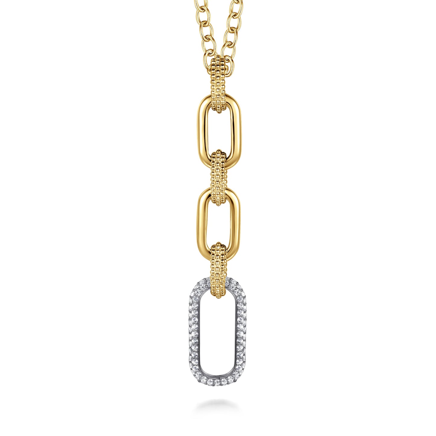 Gabriel & Co. Fashion 14kt YG Bujukan Dia Link Pendant Drop Necklace 1.76 cts