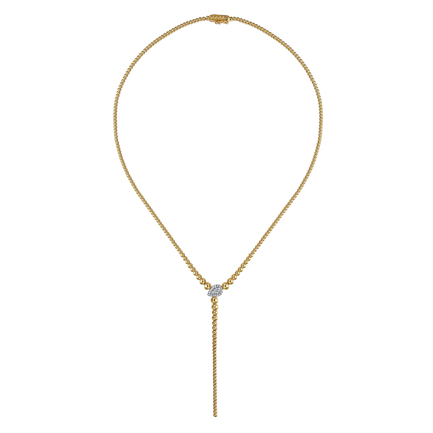 Gabriel & Co. Fashion 14 kt tt bead lariat
 necklace dia .25