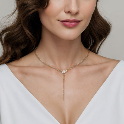 Gabriel & Co. Fashion 14 kt tt bead lariat
 necklace dia .25