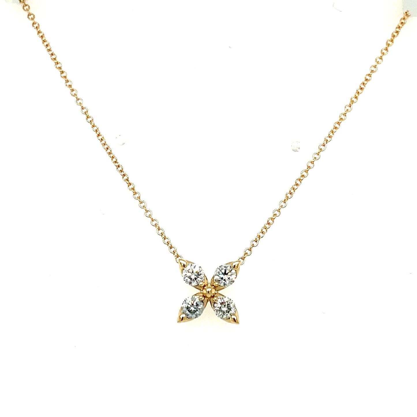 Gemma Couture 14kt Yellow Gold Mariposa Flower 4 Round Diamonds .40cttw