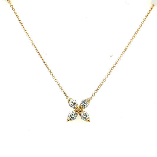 Gemma Couture 14kt Yellow Gold Mariposa Flower 4 Round Diamonds .40cttw