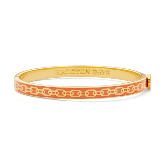 Halcyon Days Skinny Chain Orange Gold Hinged Bangle