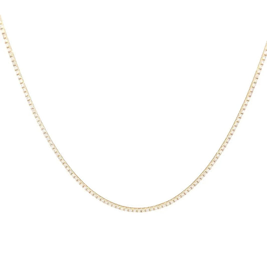 18K Yellow Gold Diamond Tennis Necklace 4.95ct