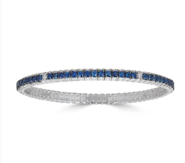 Zydo Italy 18Kwg Dia 0.21 ct Sapphire 3.99 ct Stretch Bracelet