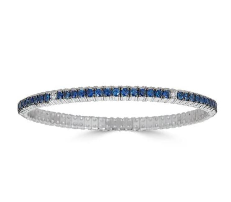 Zydo Italy 18Kwg Dia 0.21 ct Sapphire 4.03 ct Stretch Bracelet