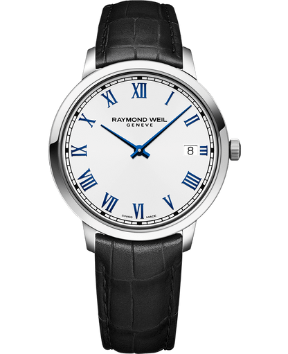 Raymond Weil Toccata Men's Quartz White Dial Leather Strap Watch, 42mm