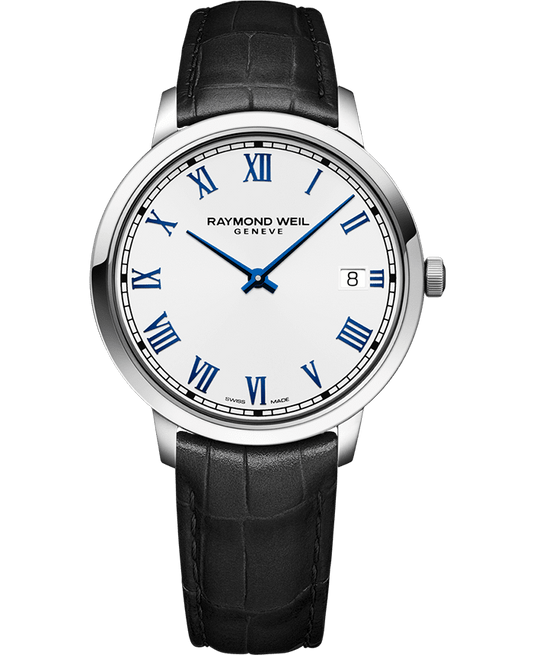 Raymond Weil Toccata Men's Quartz White Dial Leather Strap Watch, 42mm