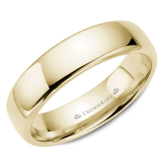 CrownRing 14k Yellow Gold Comfort Fit Men's Wedding Band