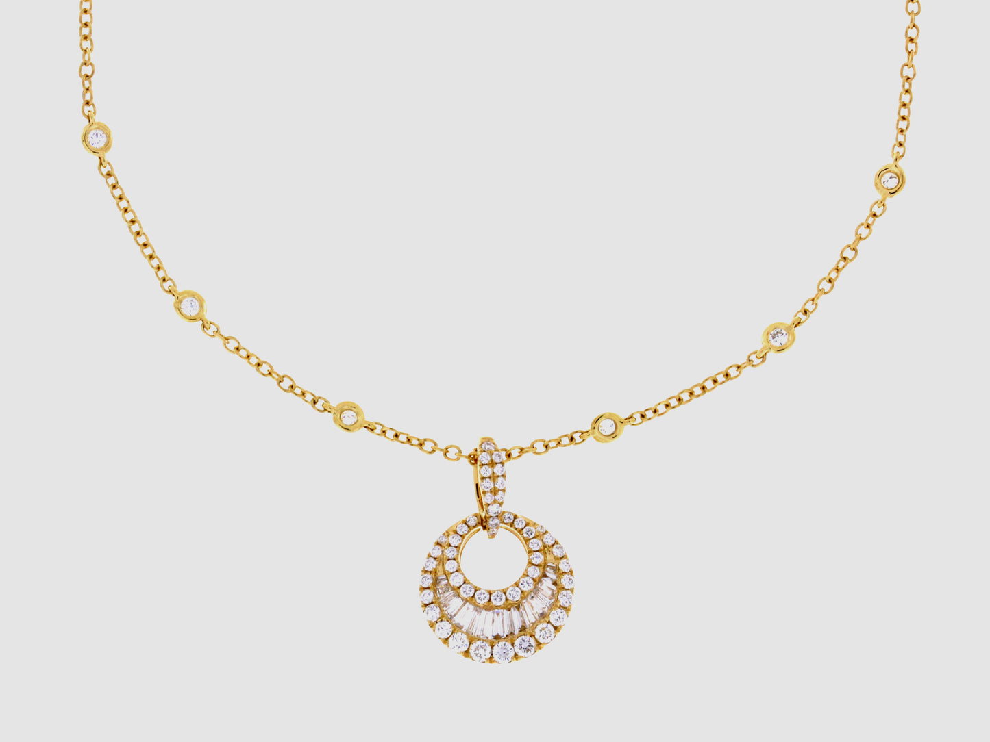 18kt YG Diamond Cable Diamond Crescent .95cttw