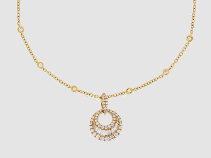 18kt YG Diamond Cable Diamond Crescent .95cttw