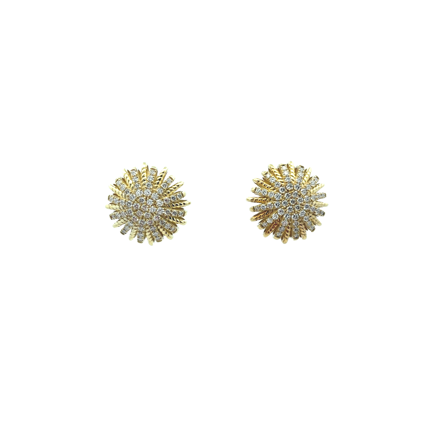 Raymond Mazza 14k Yellow Gold Diamond Starburst Earrings