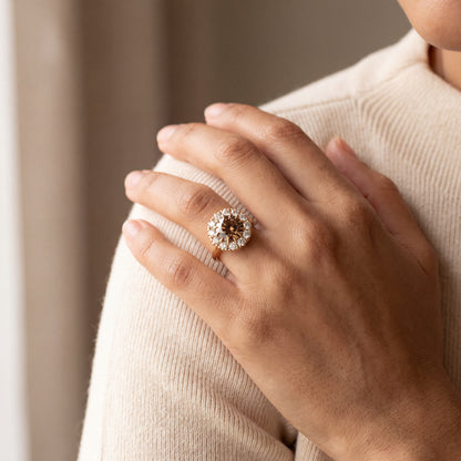 18K Yellow Gold Fancy Brown and White Diamond Ring