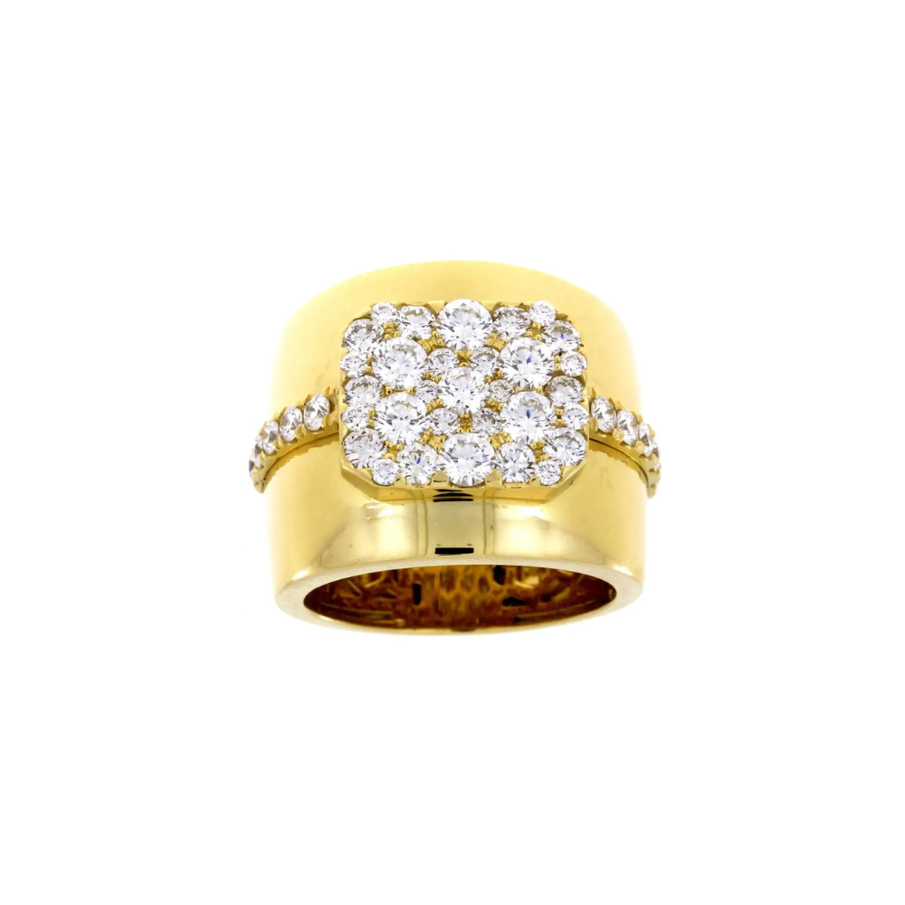 Damaso 18K Yellow Gold Wide Diamond Fashion Band