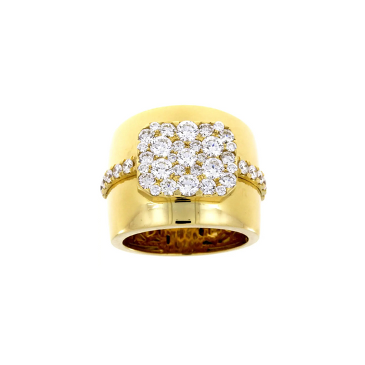 Damaso 18K Yellow Gold Wide Diamond Fashion Band