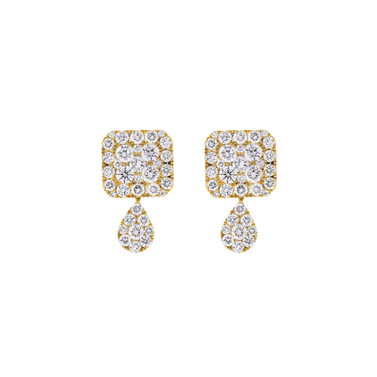 Damaso 18kt Yellow Gold Diamond Cluster Drop Earrings 2.29 cttw