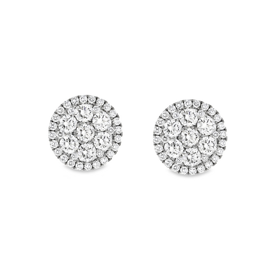 Damaso 18kt White Gold Cluster Diamond Earrings 2.57 cttw