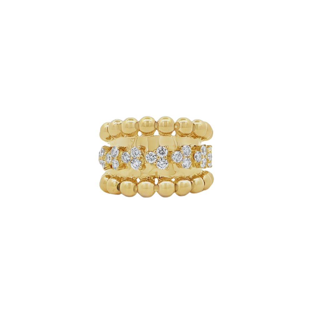 Damaso 18kt Yellow Gold Double Bead Ring 1.10 cttw