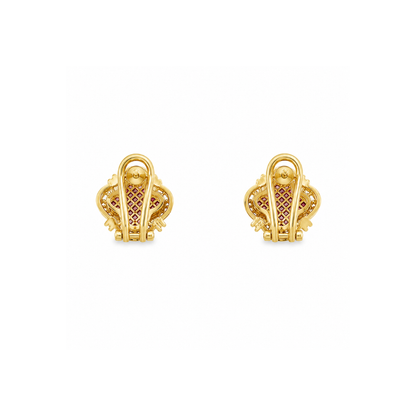 14K Yellow Gold Ruby & Diamond Clover Earrings 2.00 CTW Rubies