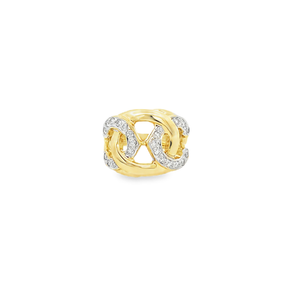 18K Yellow Gold Diamond Double C Ring
