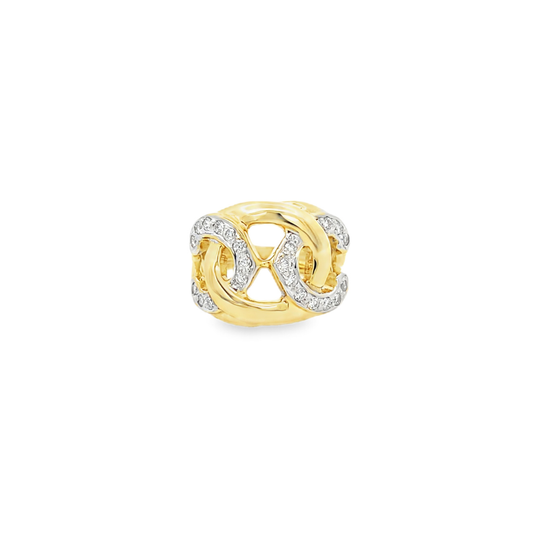 18K Yellow Gold Diamond Double C Ring