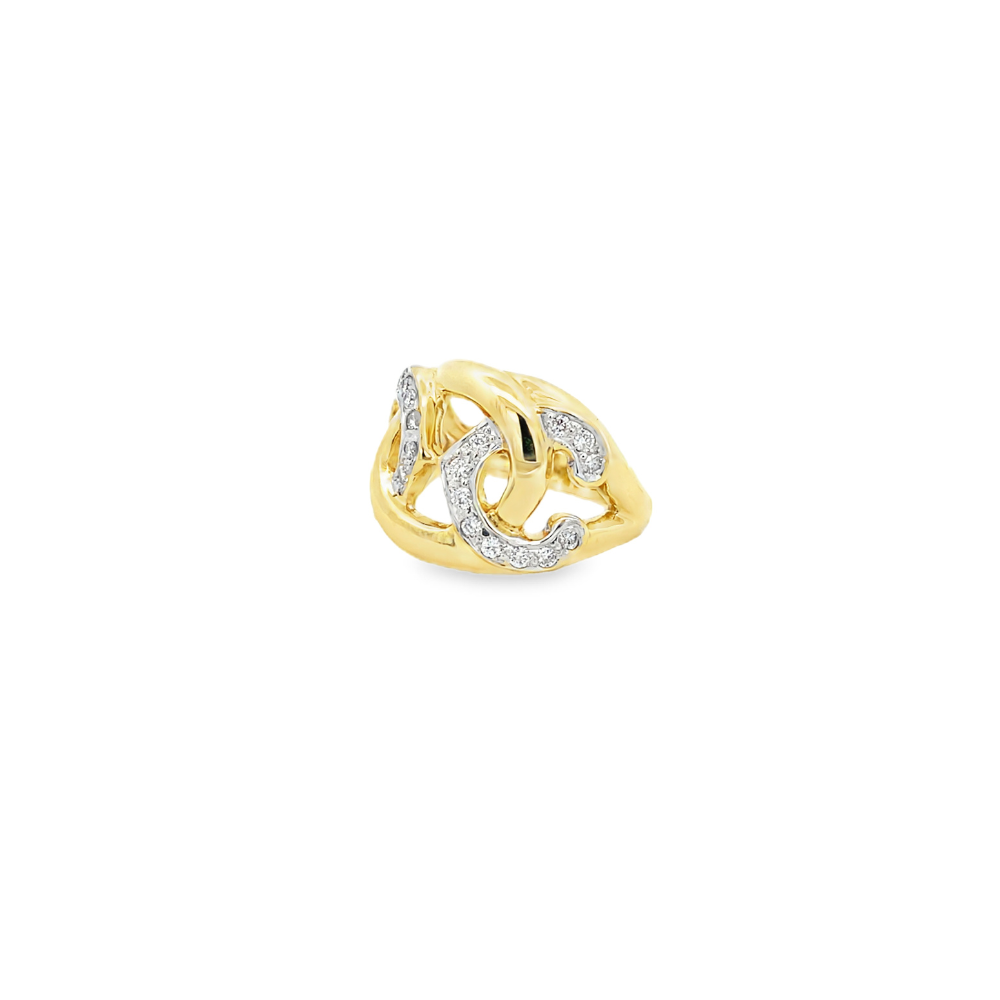 18K Yellow Gold Diamond Double C Ring